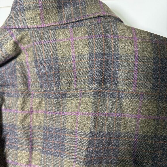 Bruli Long Sleeve Button Up Plaid Shirt Olive Green Purple Dk. Gray Sz Medium - Picture 4 of 9